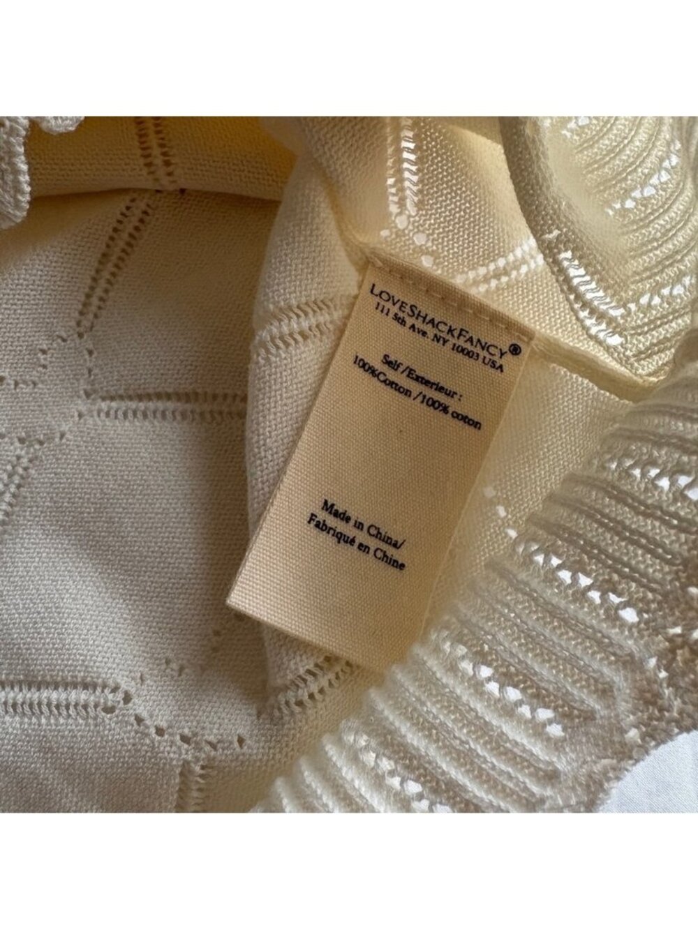NWT LoveShackFancy Petra Knit Heart Argyle Cardigan Parchment Cream Ivory | S - Picture 13 of 14